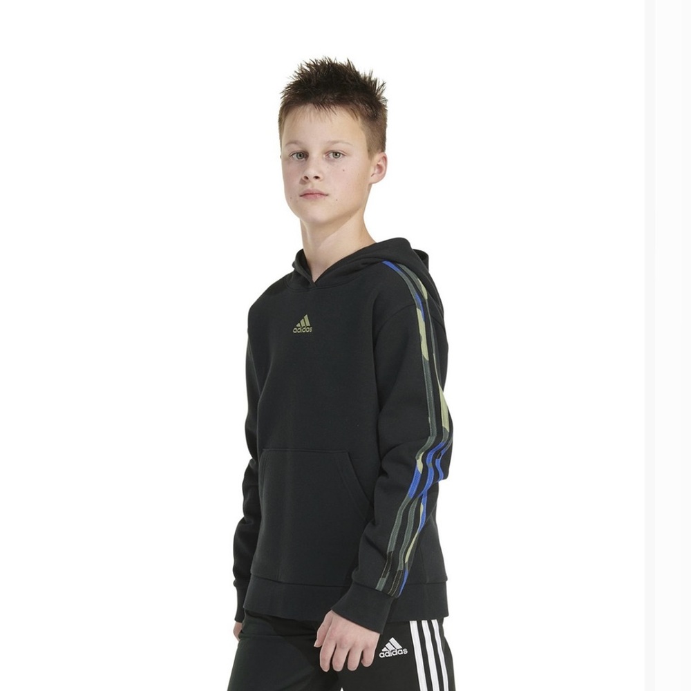 ADIDAS BIG BOYS’ CAMO STRIPED LS HOODIE